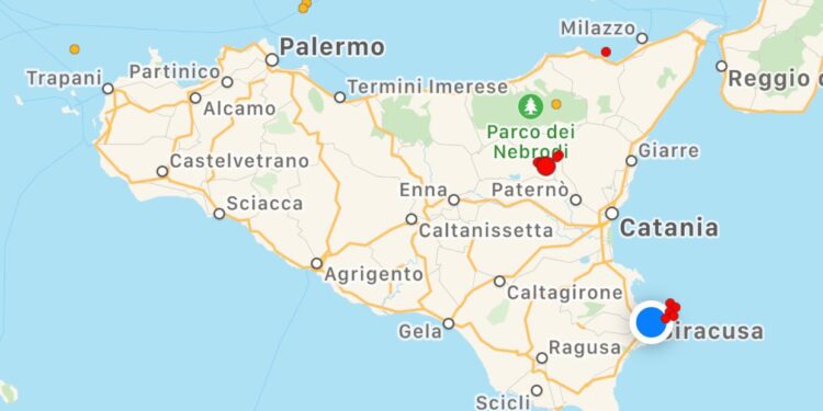 Due scosse di terremoto nella notte al largo della costa Siracusana