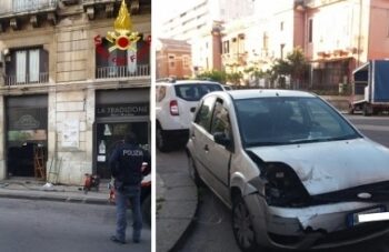 Siracusa, sfondano la vetrina di un locale con un’auto rubata e appicano un incendio