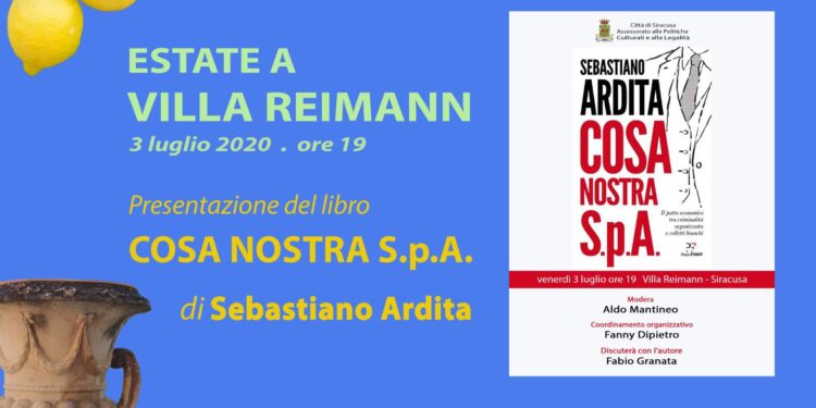 Siracusa. Estate a Villa Reimann, venerdì la presentazione del libro di Sebastiano Ardita