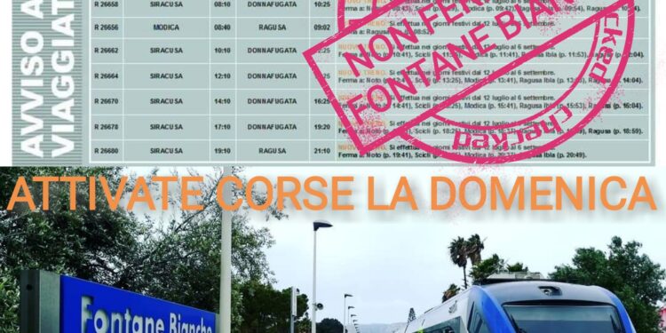 Attivate le corse sulla tratta ferroviaria Siracusa Noto ma nessuna fermata a Fontane Bianche