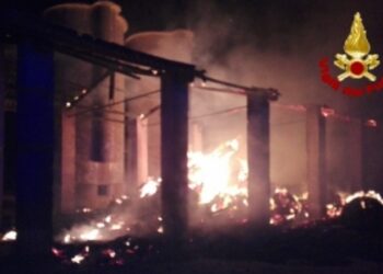 Vasto incendio nella notte in un fienile a Cassibile
