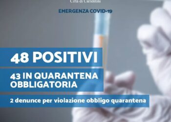 Carlentini. Covid-19, sale a quota 48 il numero dei positivi