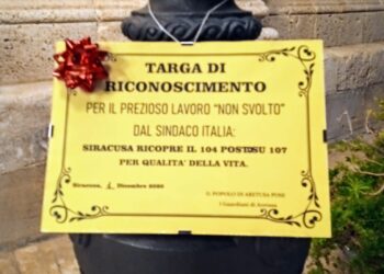 Qualità della vita, Siracusa al 104esimo posto: targa di riconoscimento per il “lavoro non svolto dal Sindaco”