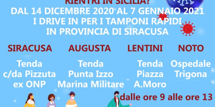 Rientro in Sicilia per le festività natalizie, l’Asp di Siracusa predispone drive-in per tamponi rapidi