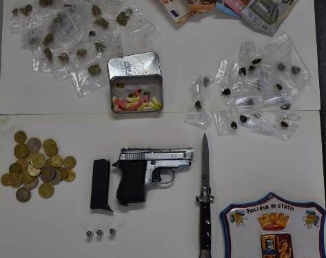 Contrasto alla criminalità, la Squadra Mobile sequestra pistola, droga  e denaro