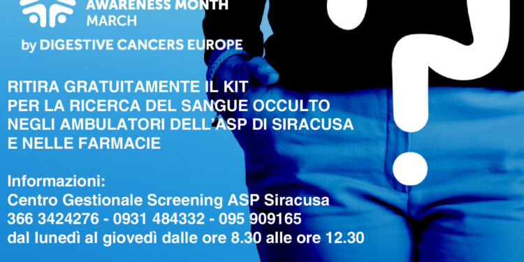Siracusa. Screening oncologici, marzo mese della sensibilizzazione al tumore al colon retto: kit negli ambulatori e nelle farmacie