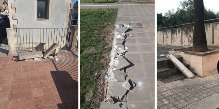 Atti vandalici nella notte in alcune piazzette del Comune di Canicattini Bagni